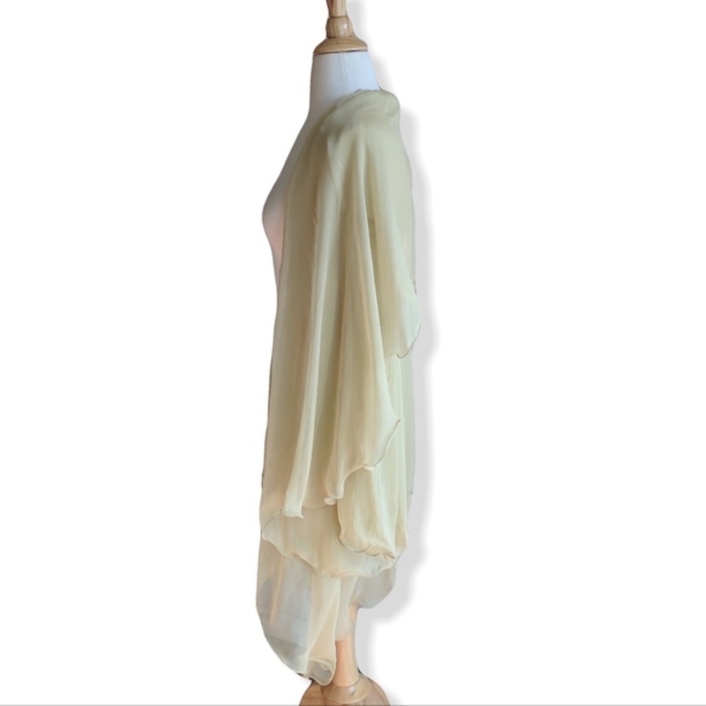 D&G goddess silk chiffon high low wrap | mustard  sheer - Picture 3 of 5